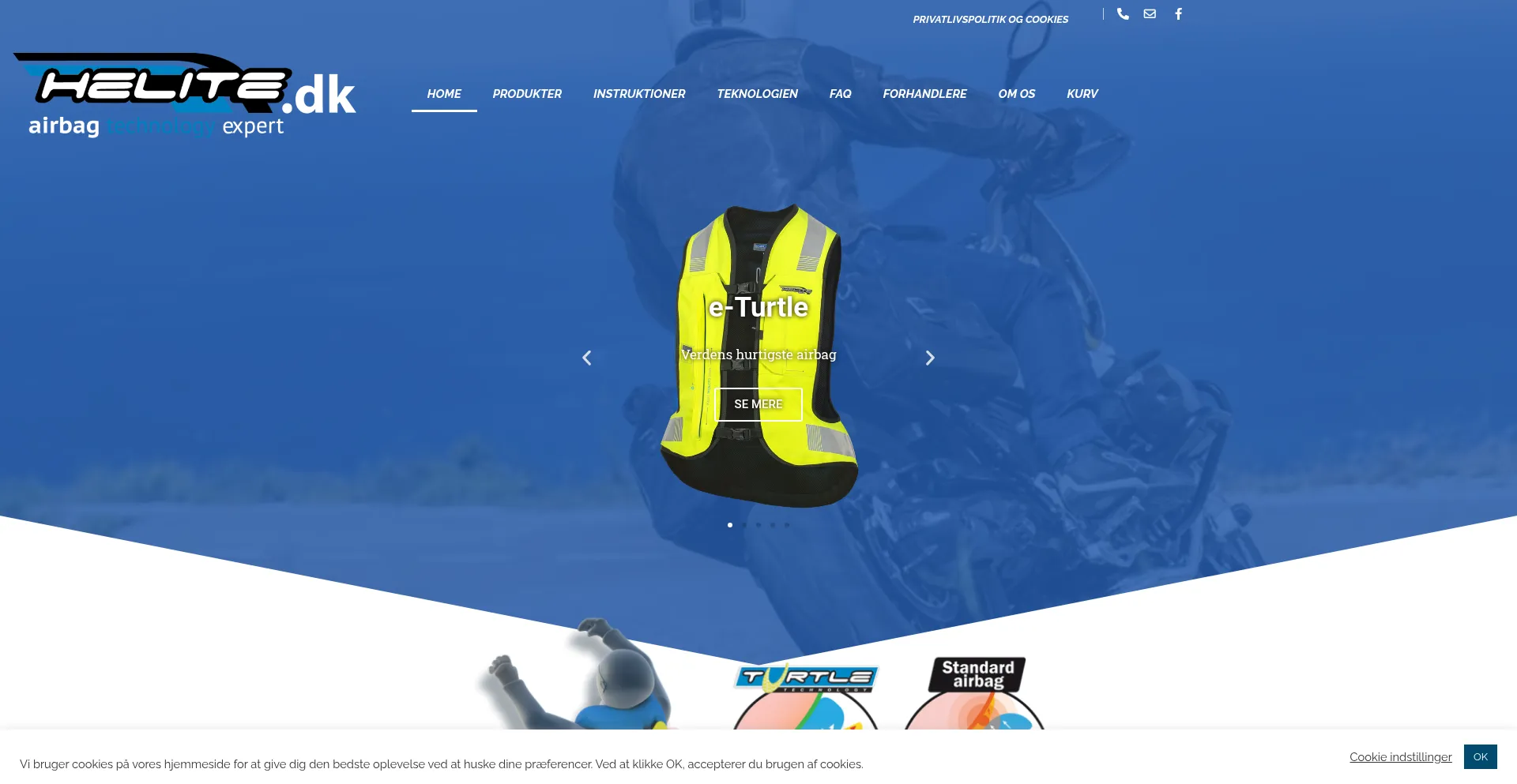 Website screenshot of Helite.dk
