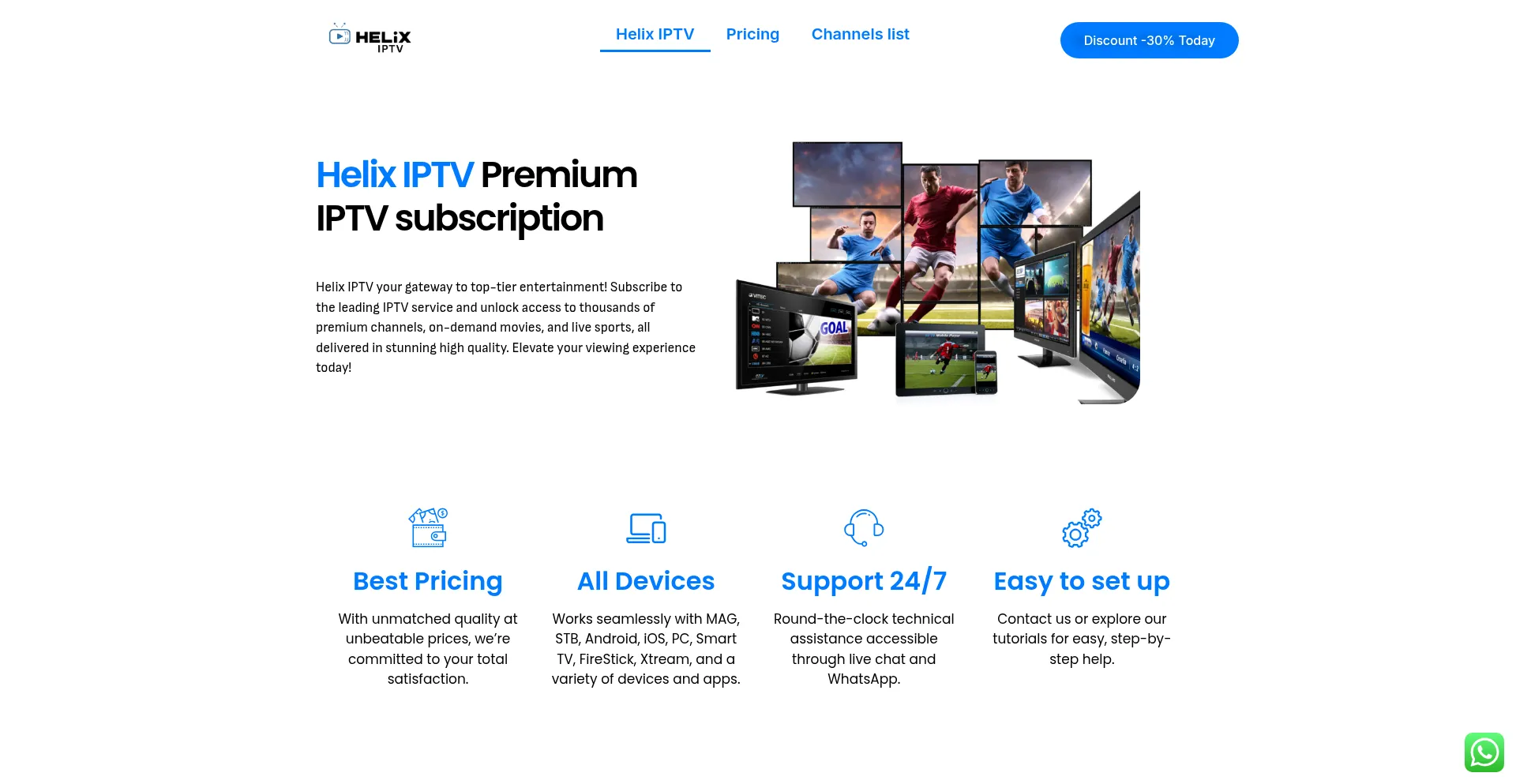 Website screenshot of Helixiptv.live