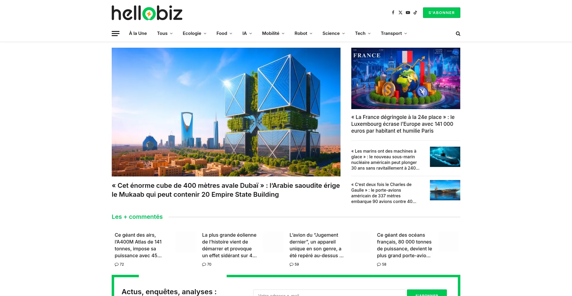 Website screenshot of Hellobiz.fr