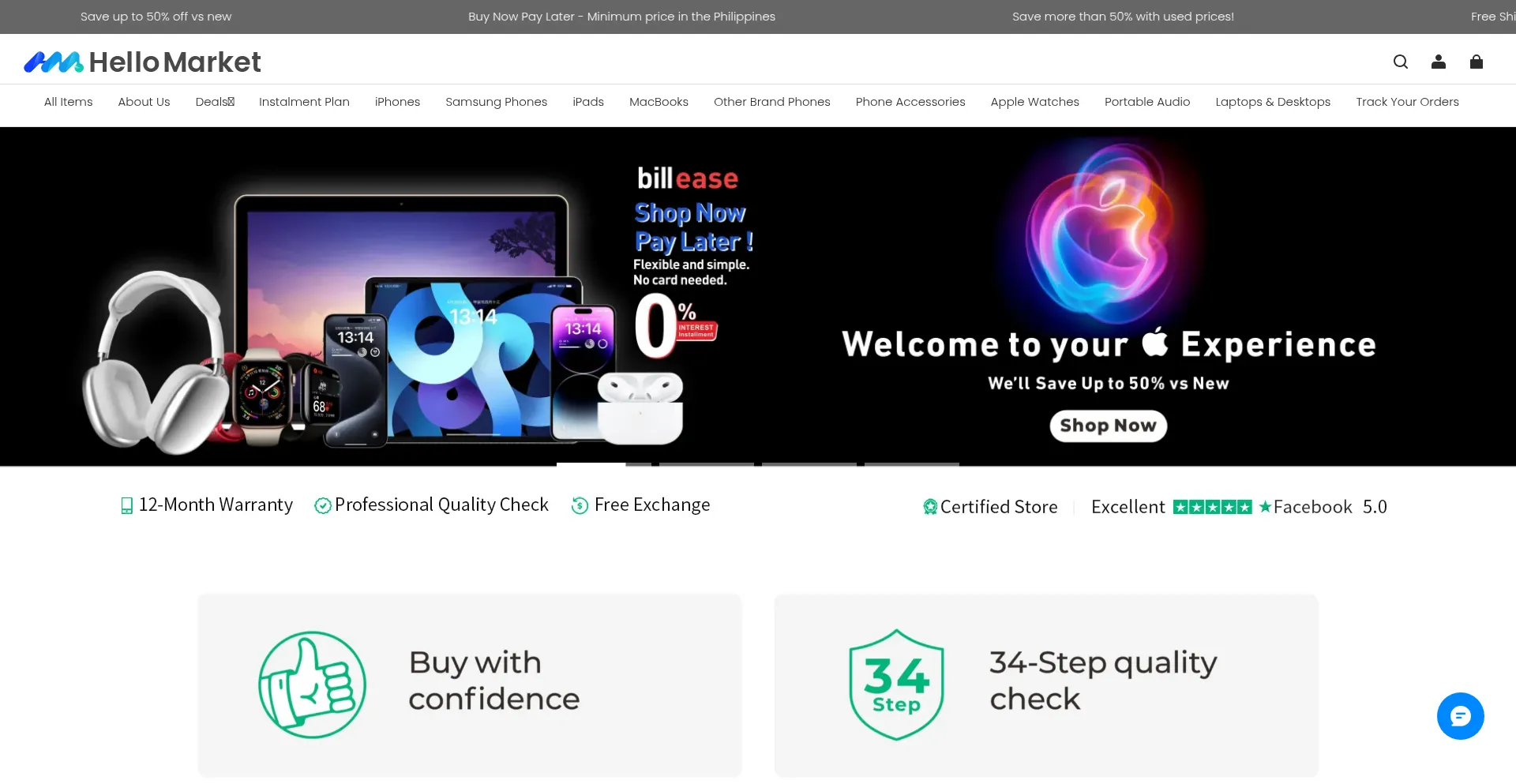Website screenshot of Hellomarket.com.ph