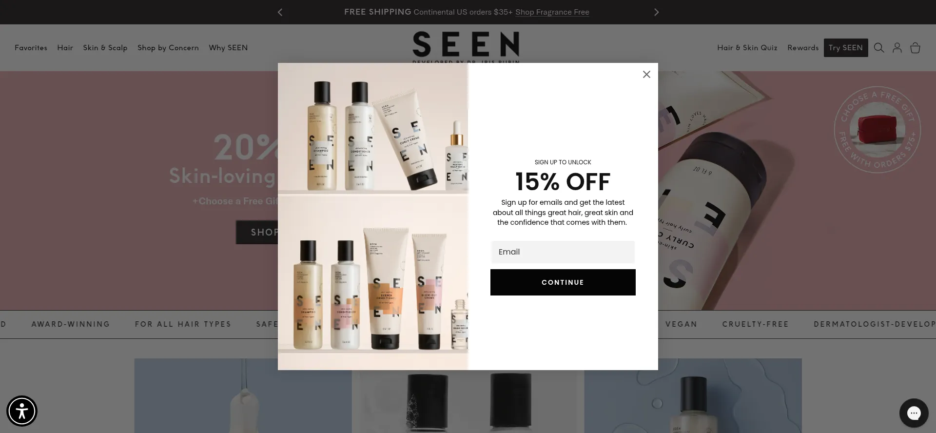 Website screenshot of Helloseen.com