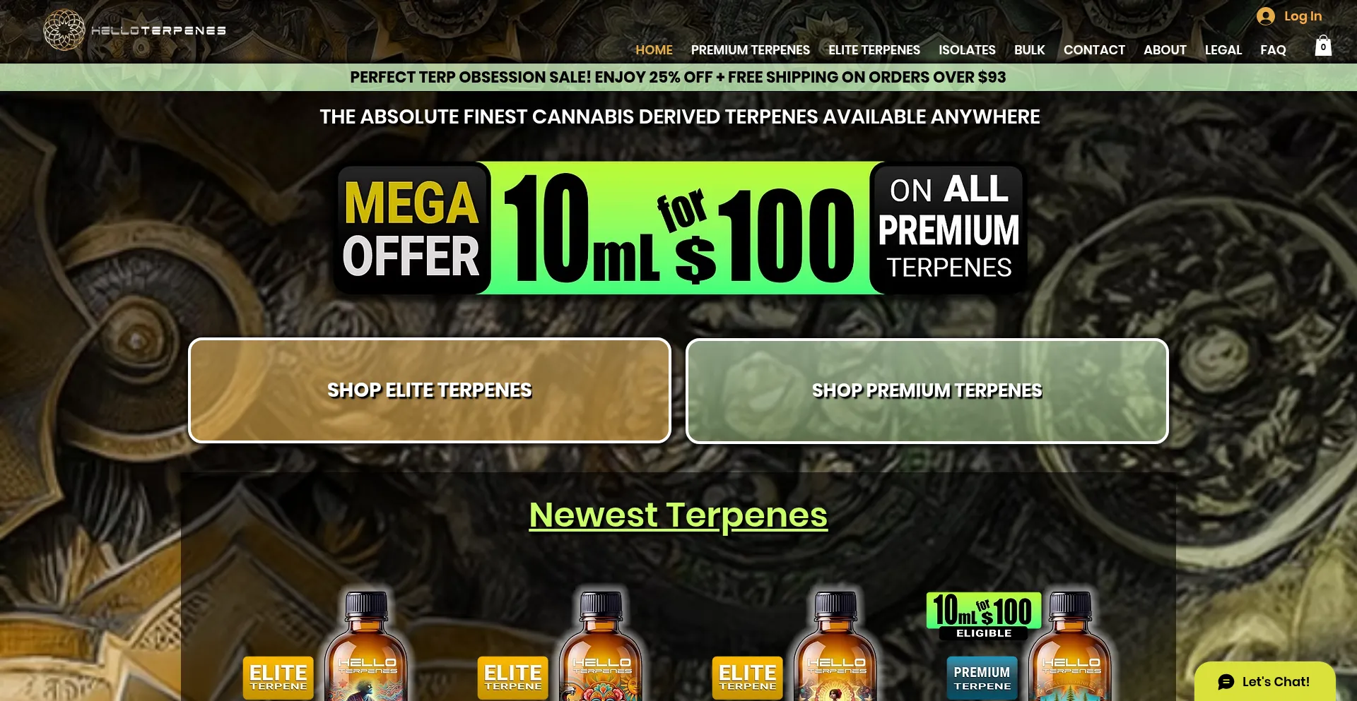 Website screenshot of Helloterpenes.com
