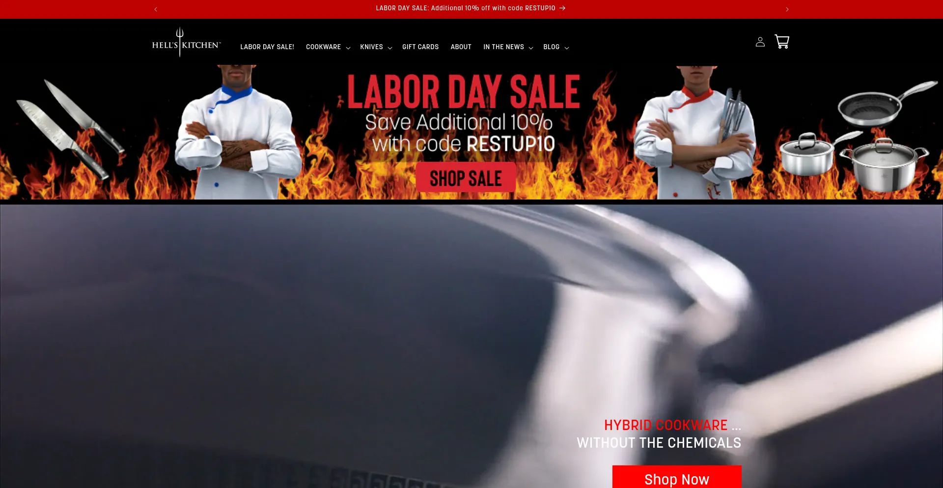 Website screenshot of Hellskitchenstore.com