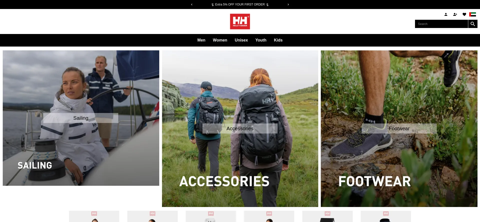 Website screenshot of Helly-hansenuae.com