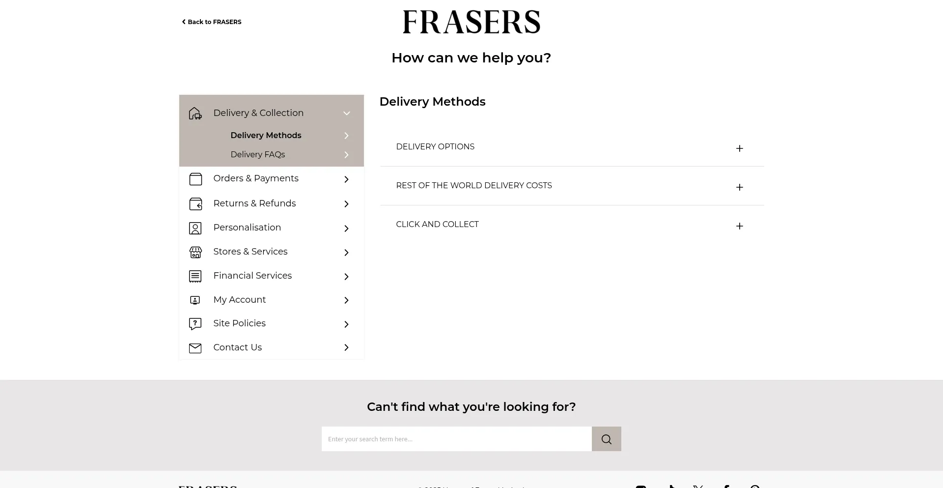 Help.houseoffraser.co.uk Screenshot