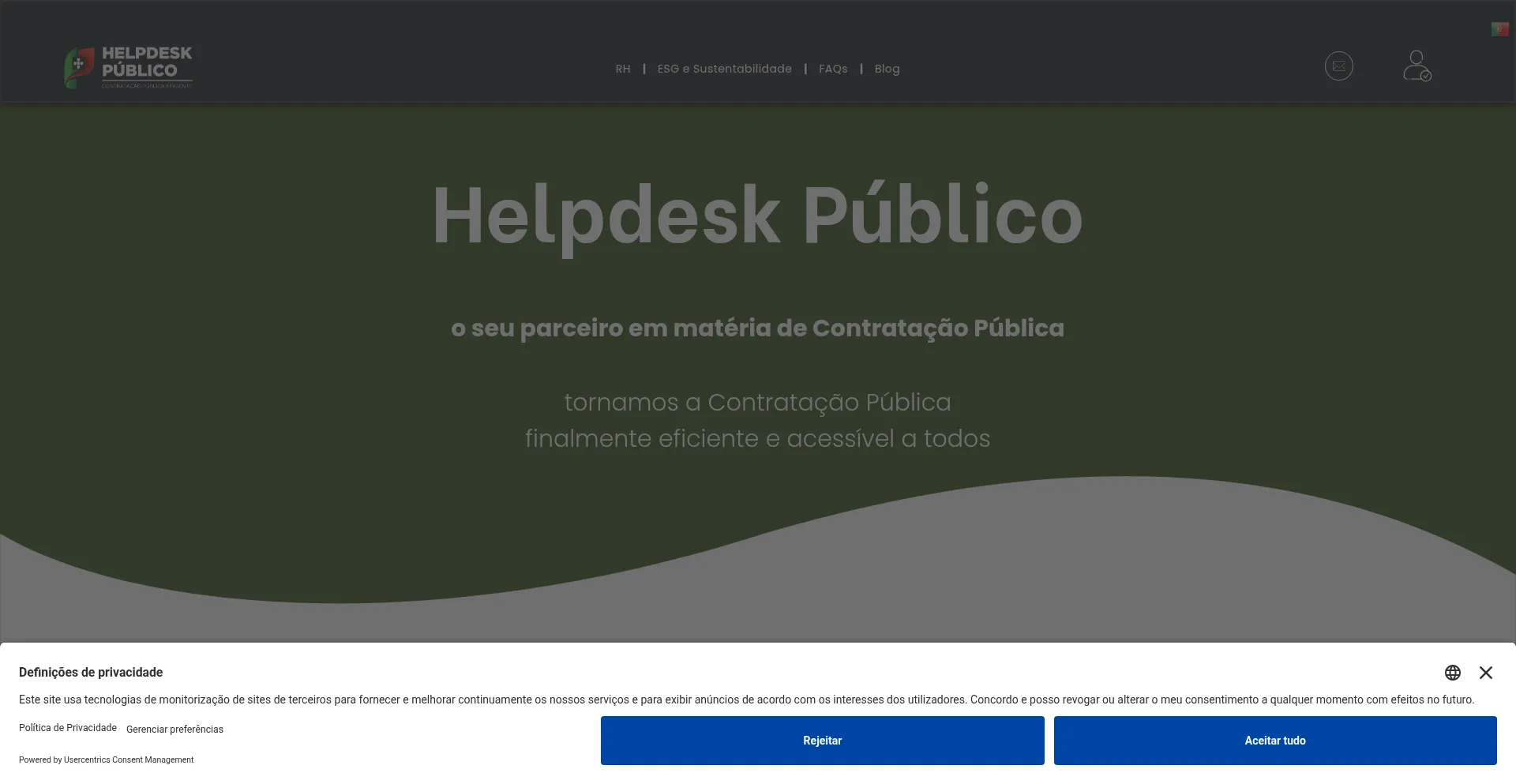 Website screenshot of Helpdeskpublico.pt