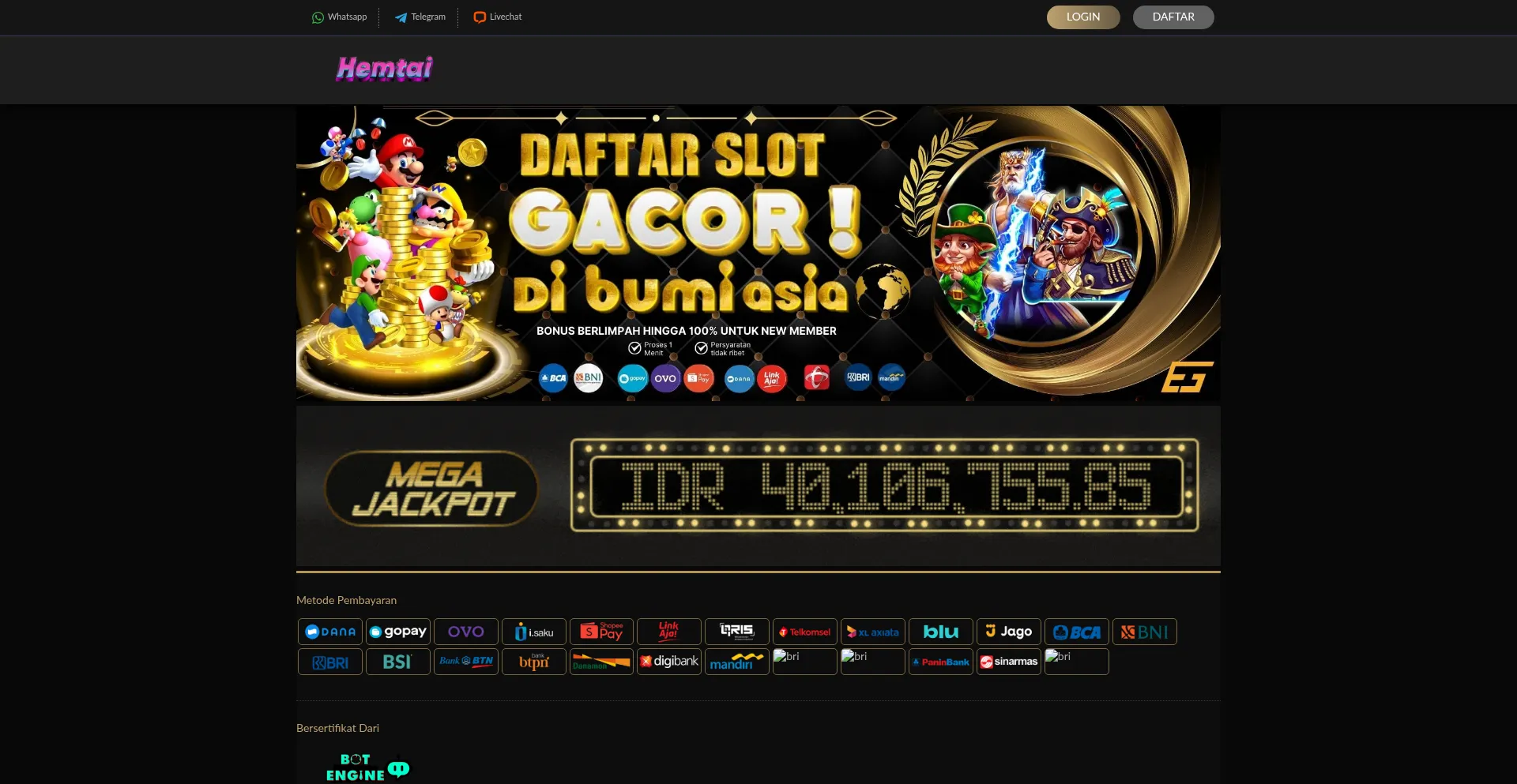 Website screenshot of Hemtai.site