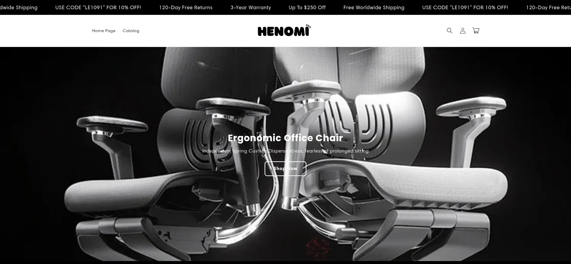 Website screenshot of Henomi.shop