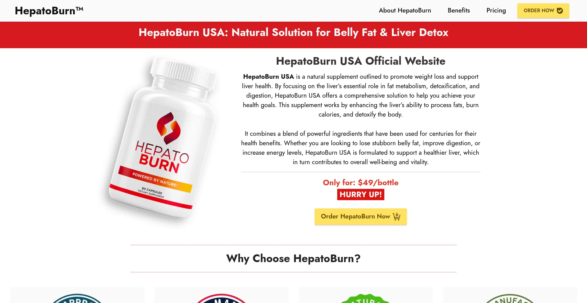 Website screenshot of Hepato--burn.com