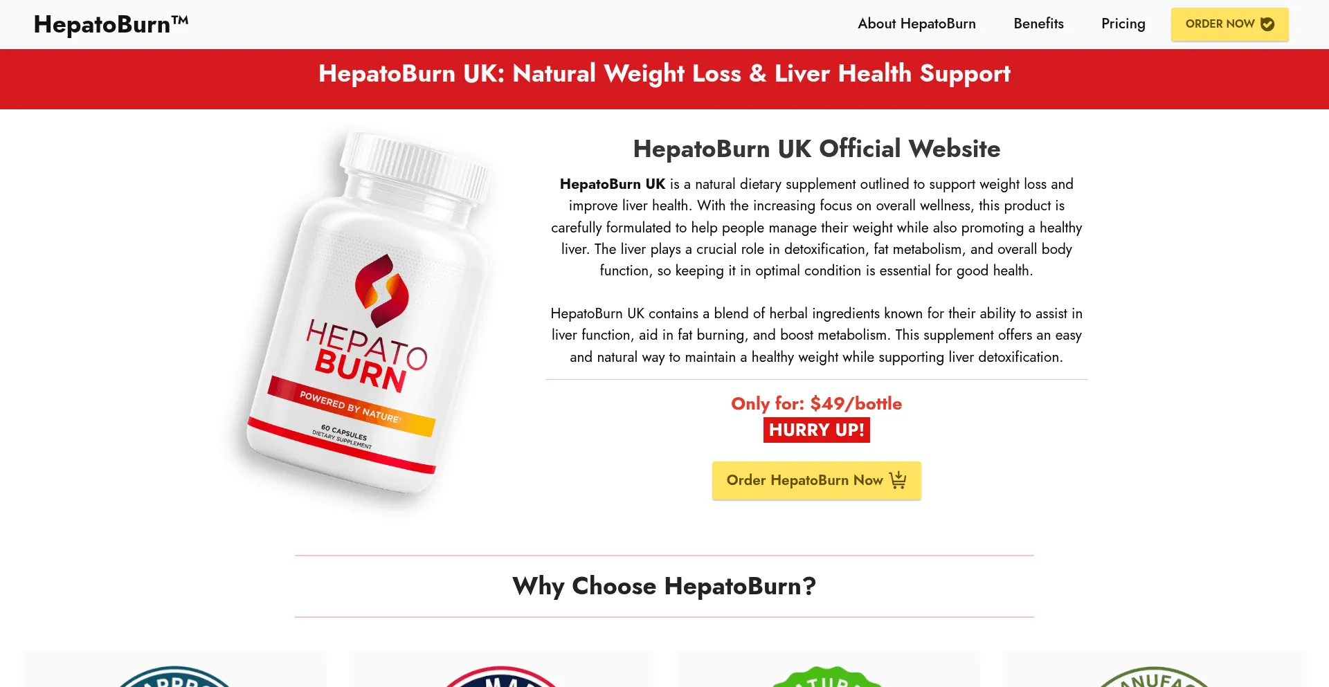 Website screenshot of Hepatoburn.co.uk