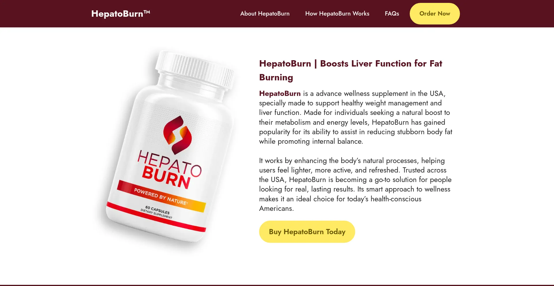 Website screenshot of Hepatoburn.info