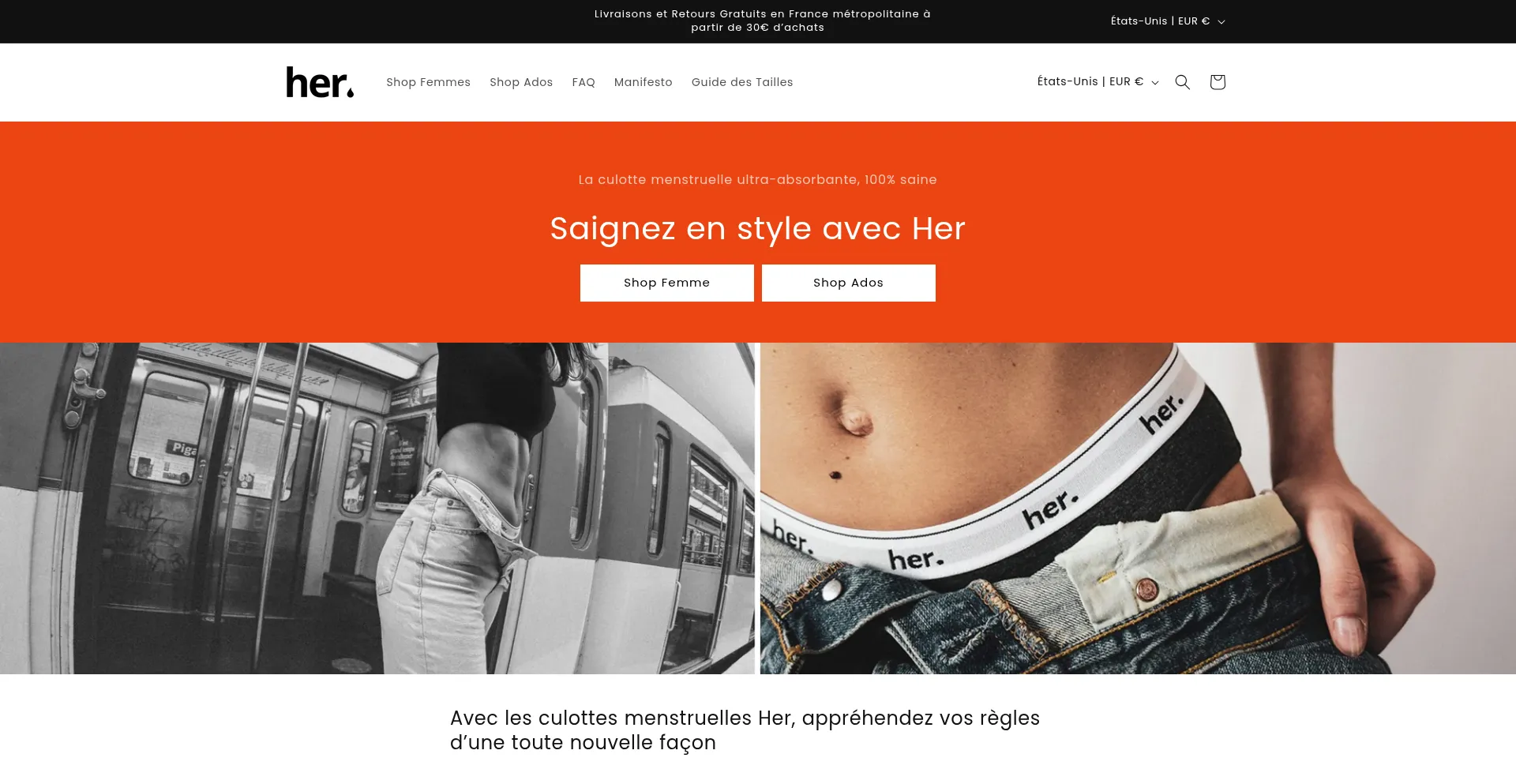 Website screenshot of Her-underwear.com