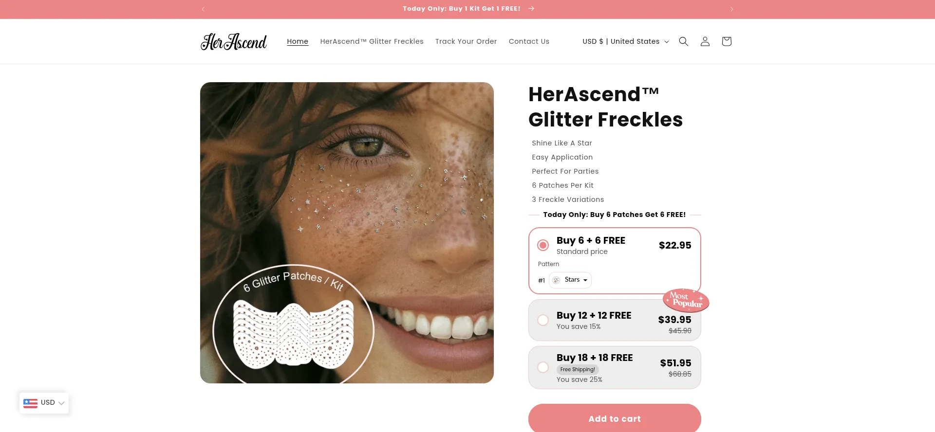 Website screenshot of Herascend.store