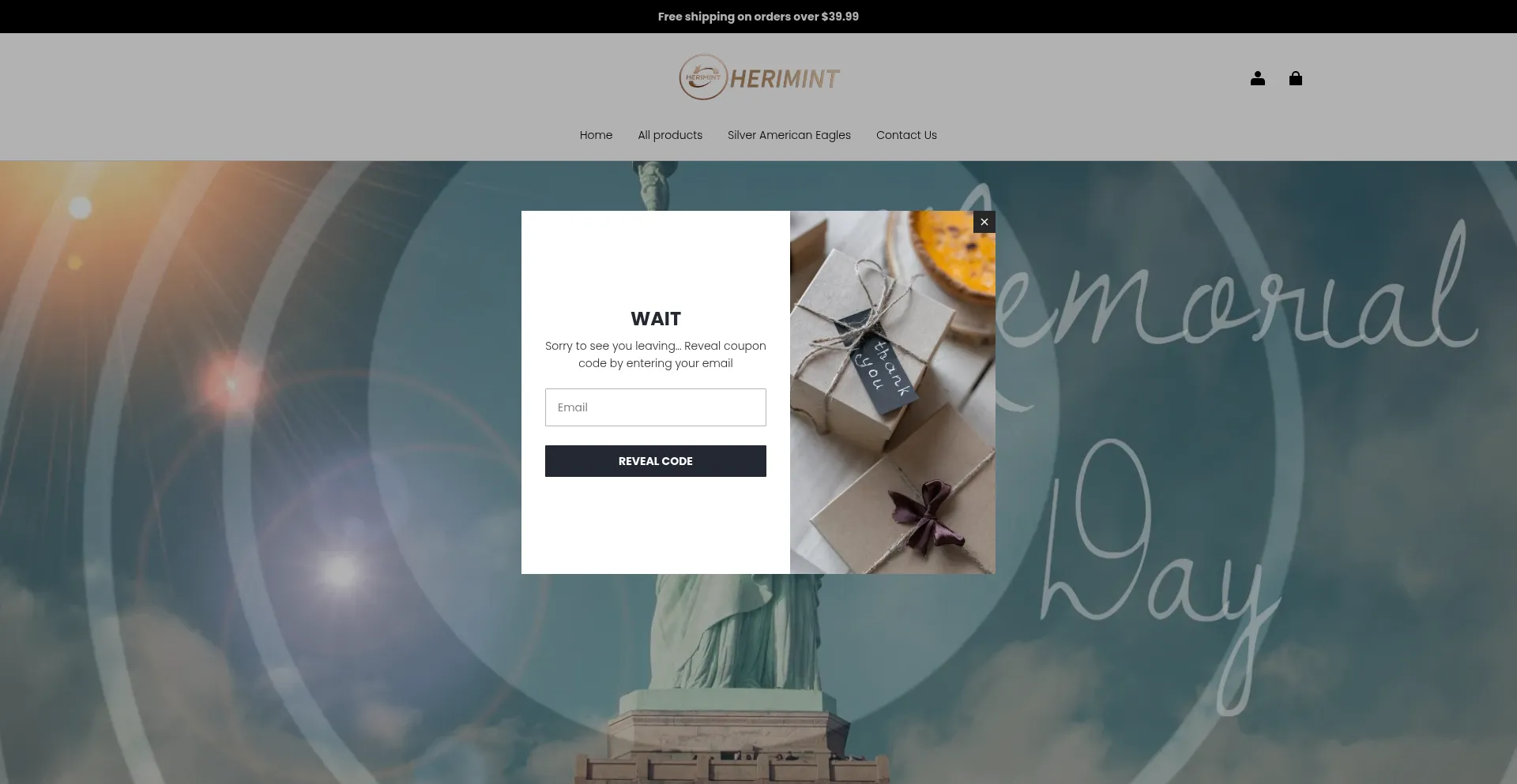 Website screenshot of Herimint.com