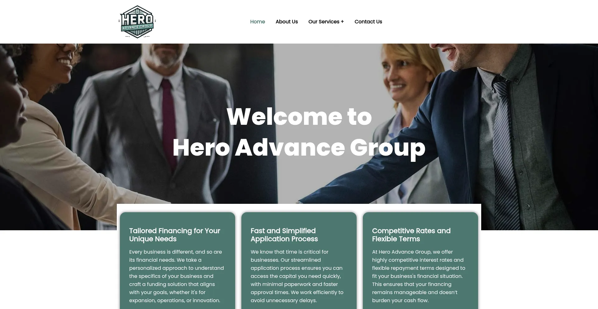 Website screenshot of Heroadvancegroup.com