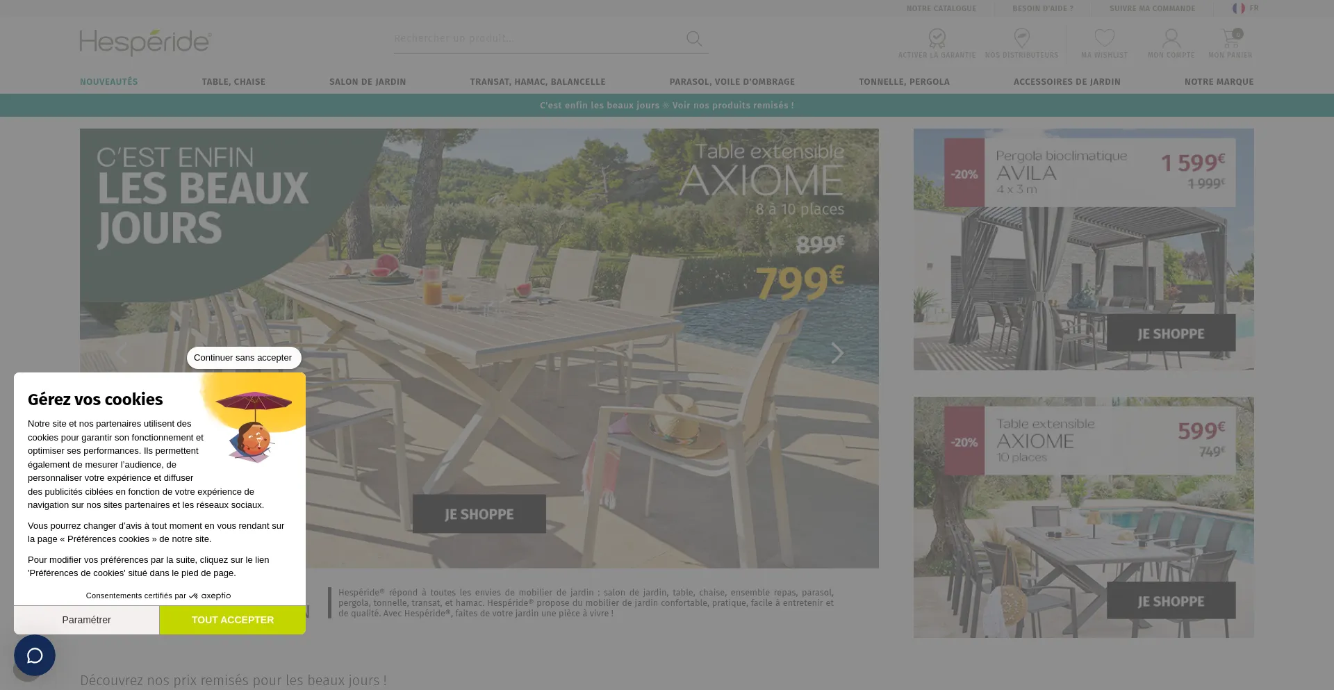 Website screenshot of Hesperide.com