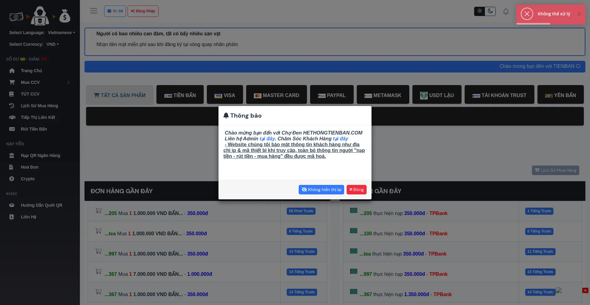 Hethongtienban.com Screenshot