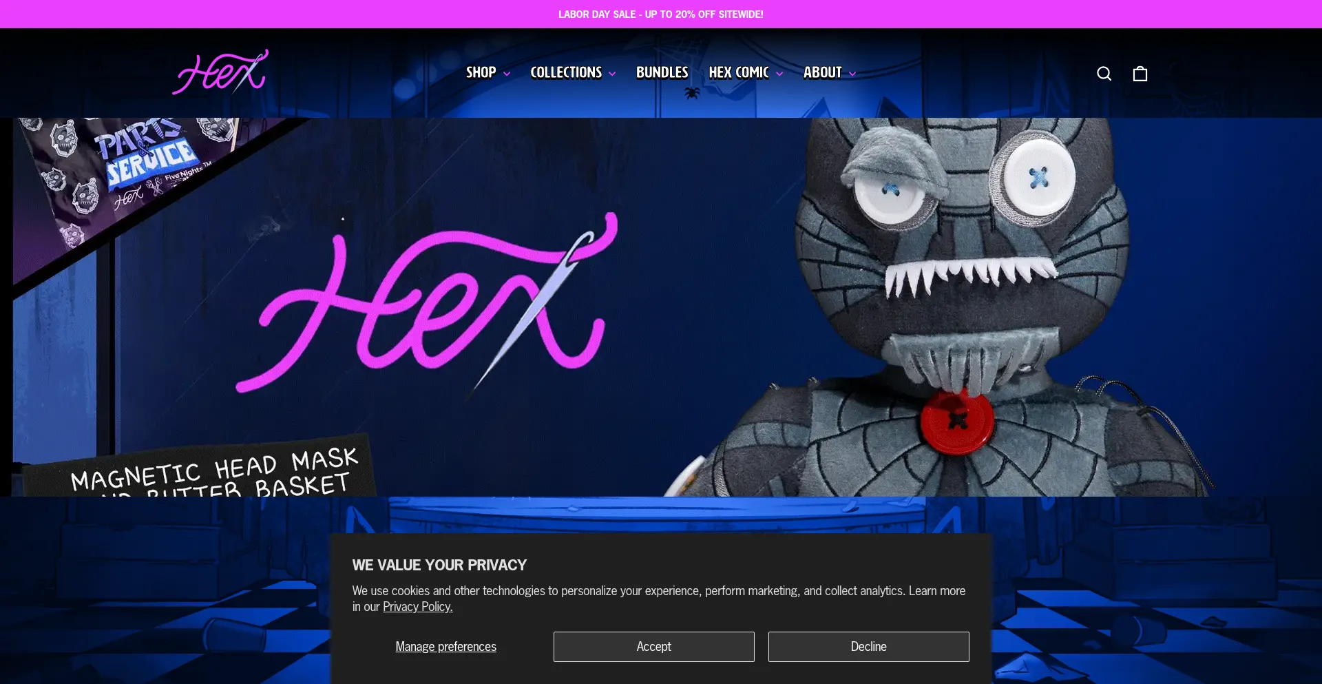 Website screenshot of Hex.store