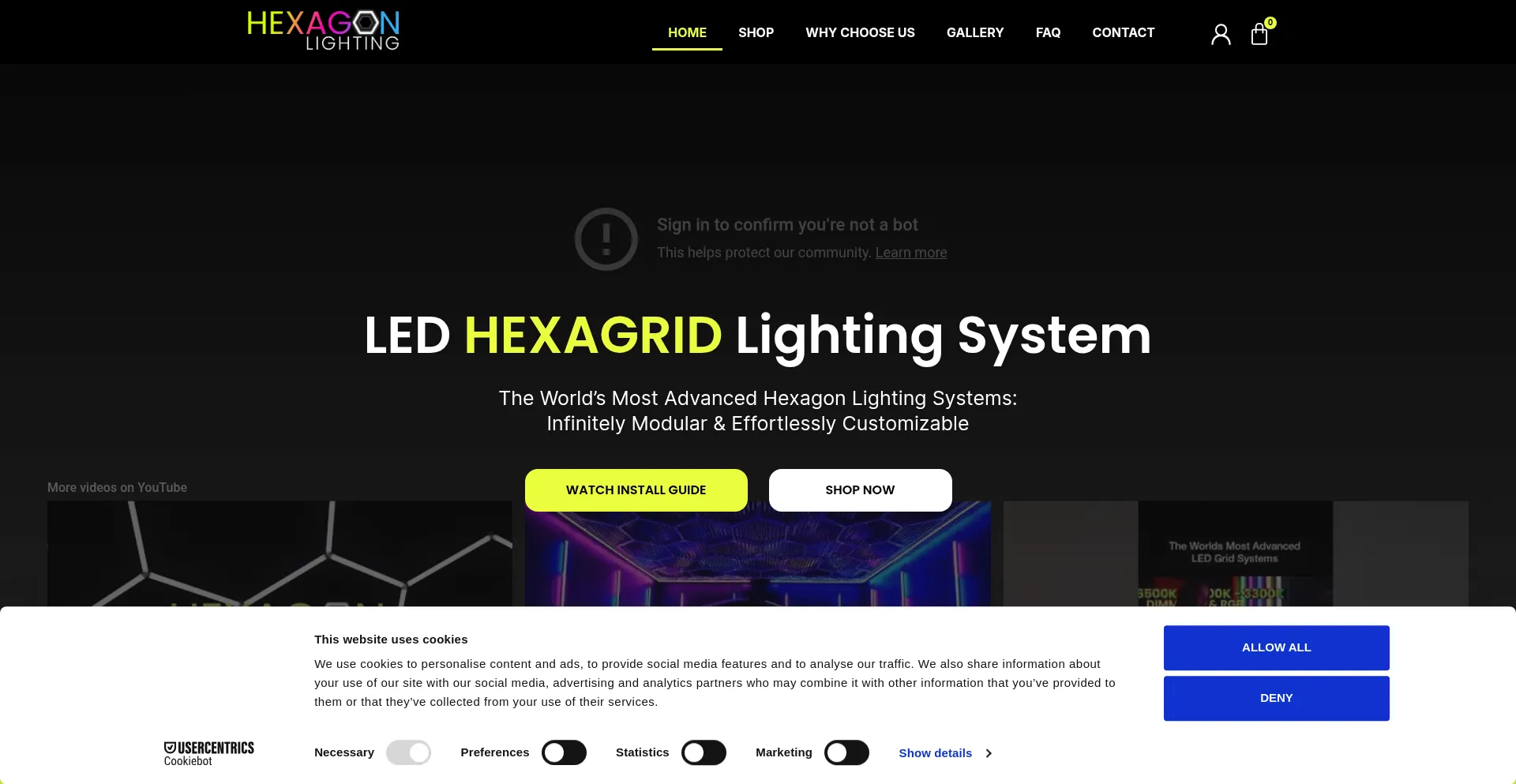 Website screenshot of Hexagonlighting.com