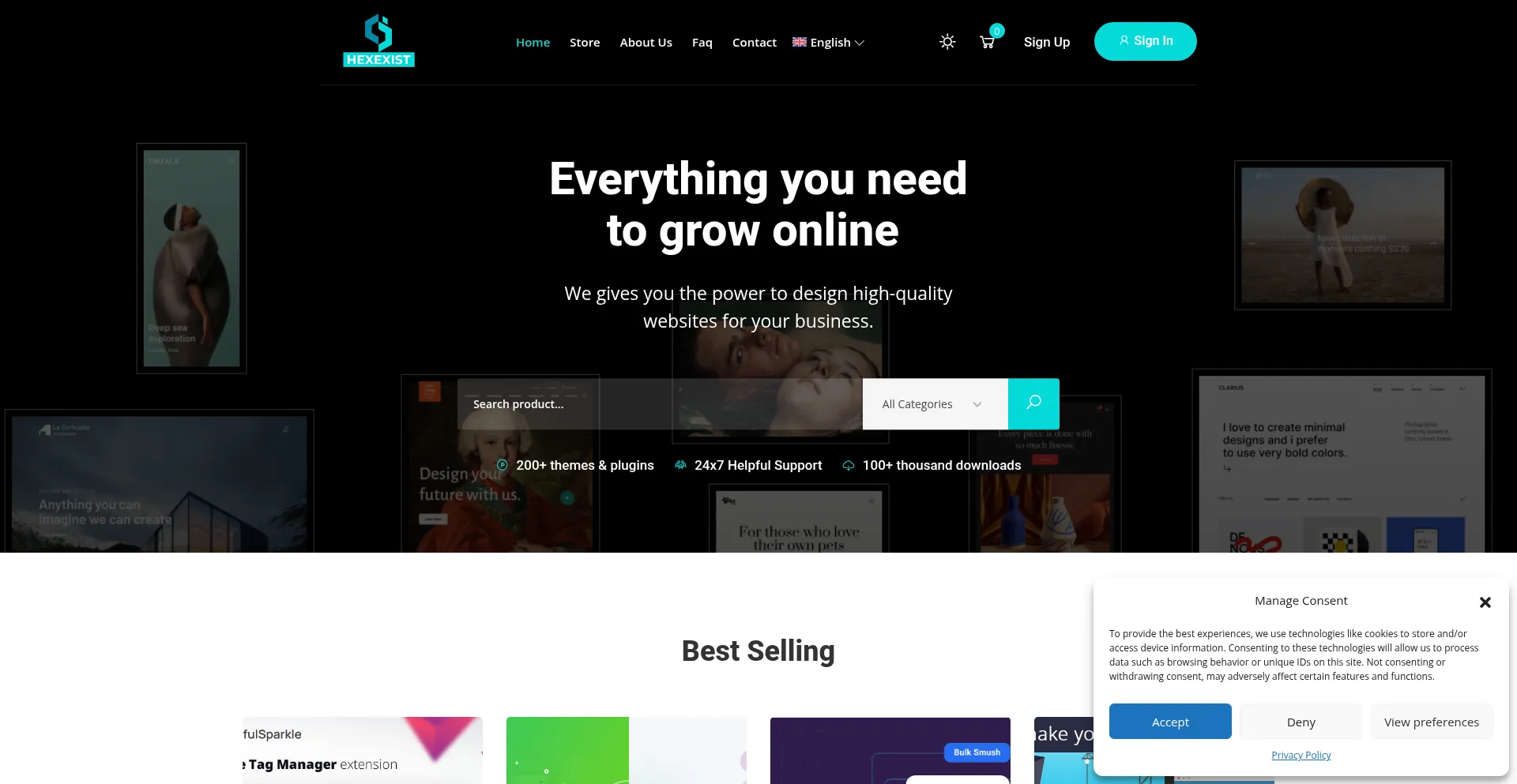 Website screenshot of Hexexist.com