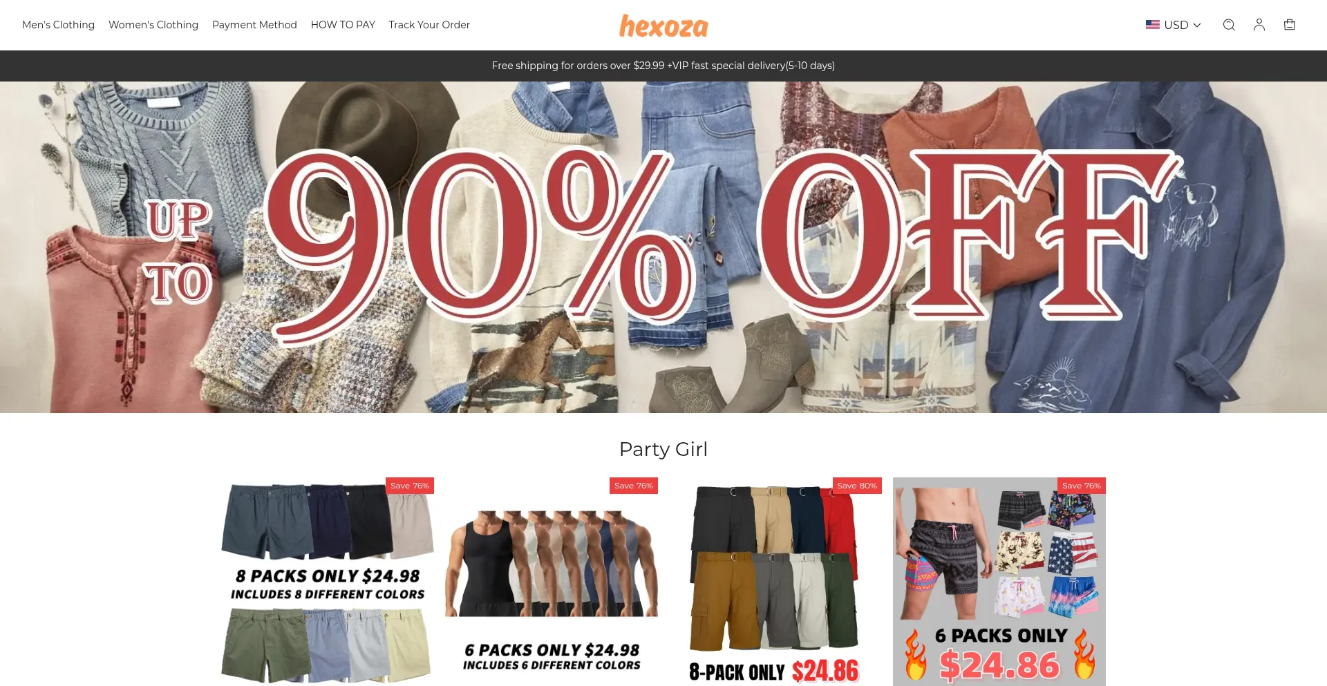 Website screenshot of Hexoza.com
