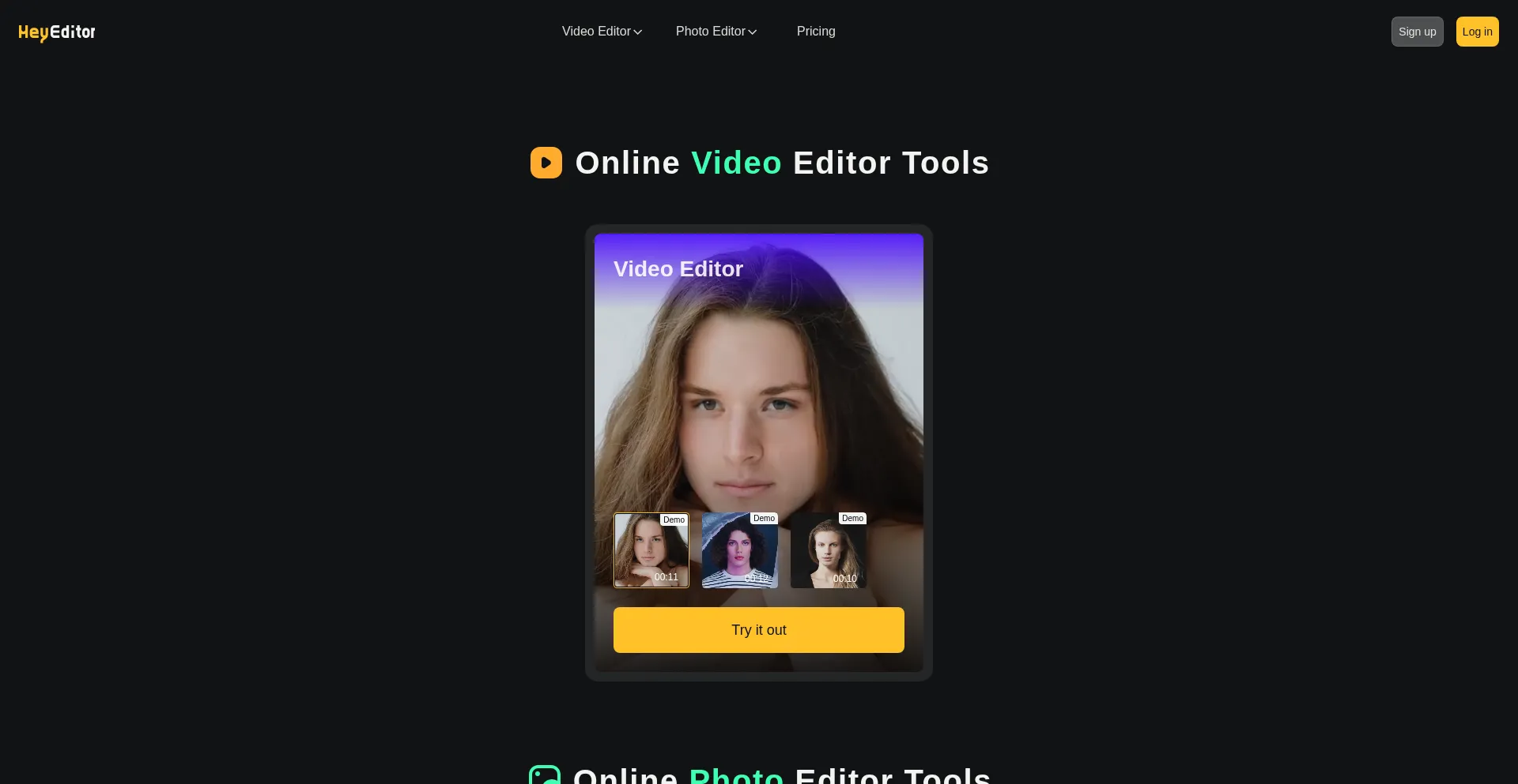 Website screenshot of Heyeditor.net