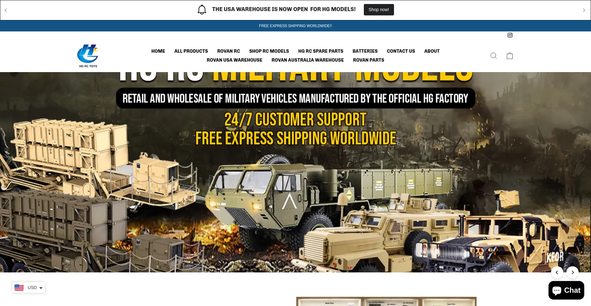 Website screenshot of Hgrctoys.com