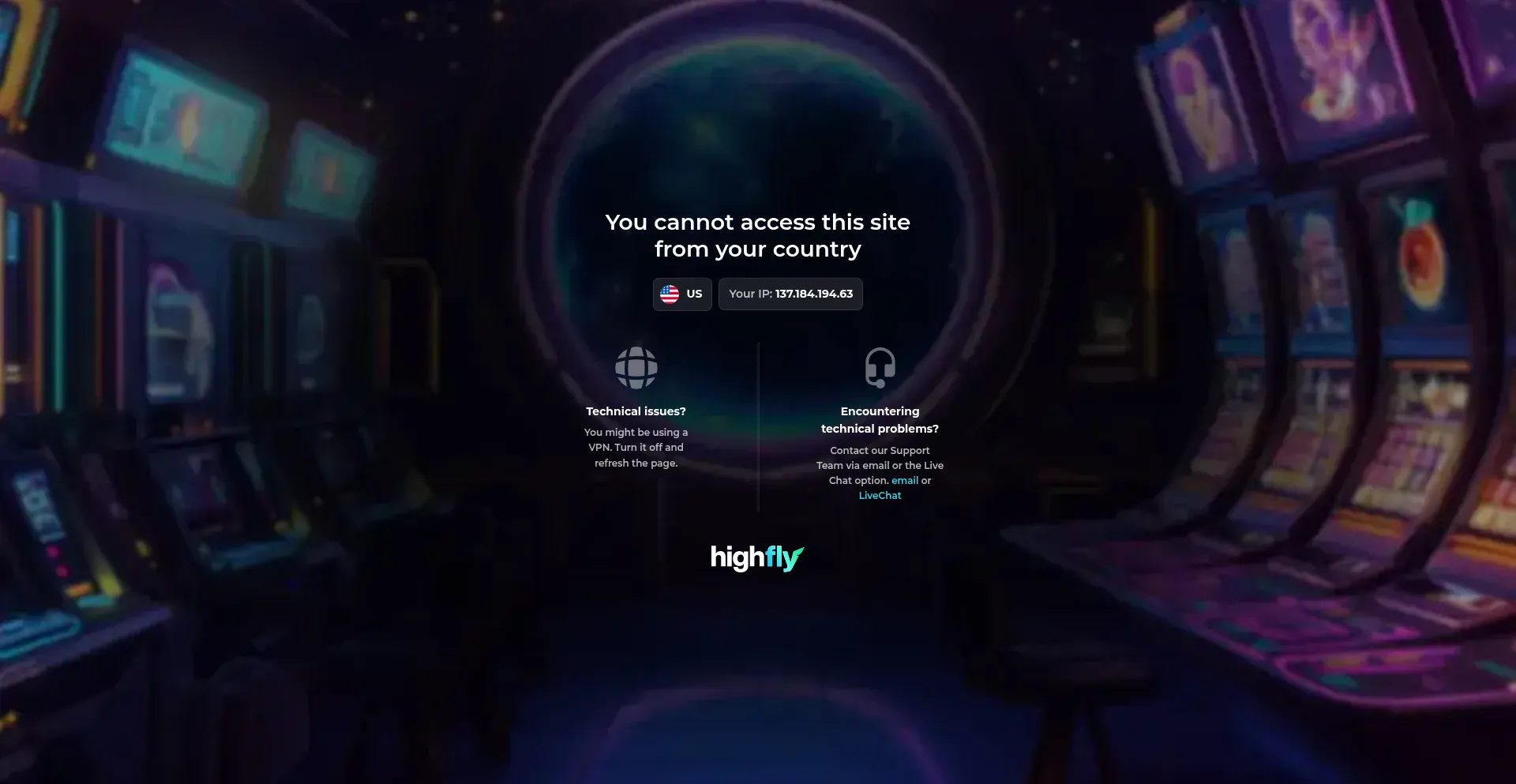 Highflybet.com Screenshot