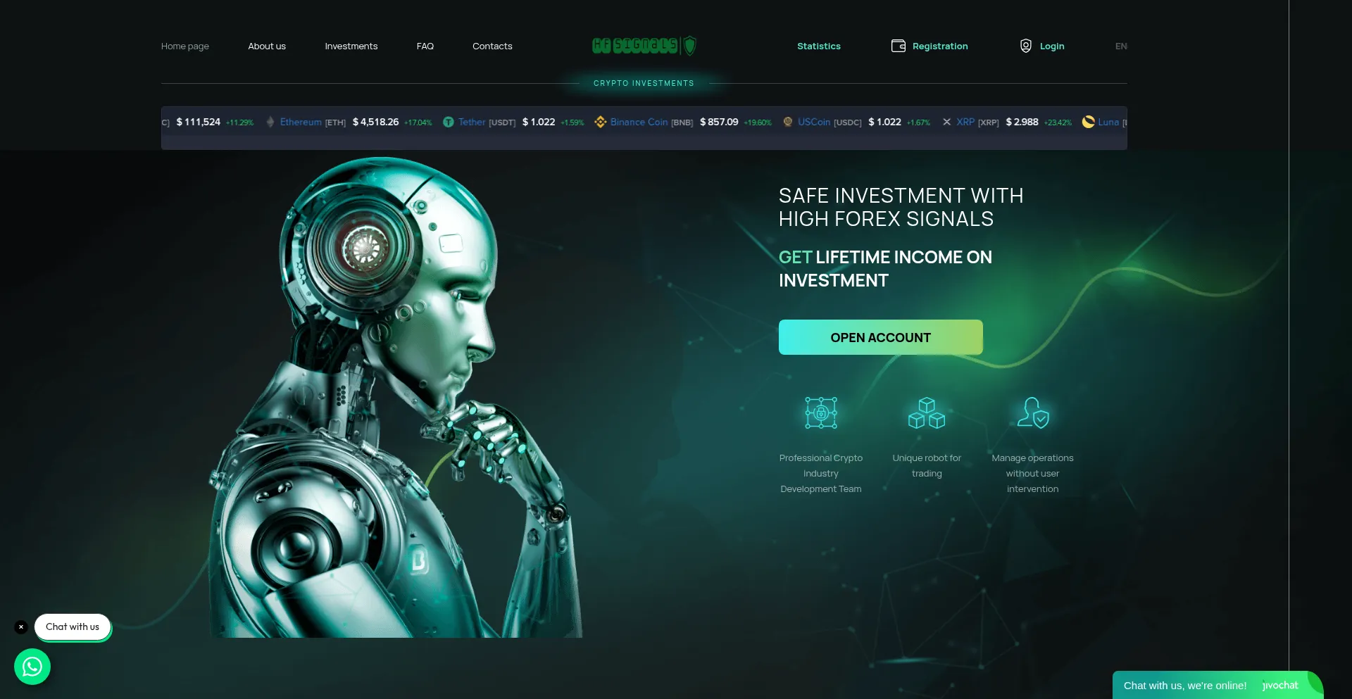 Website screenshot of Highforexsignals.com