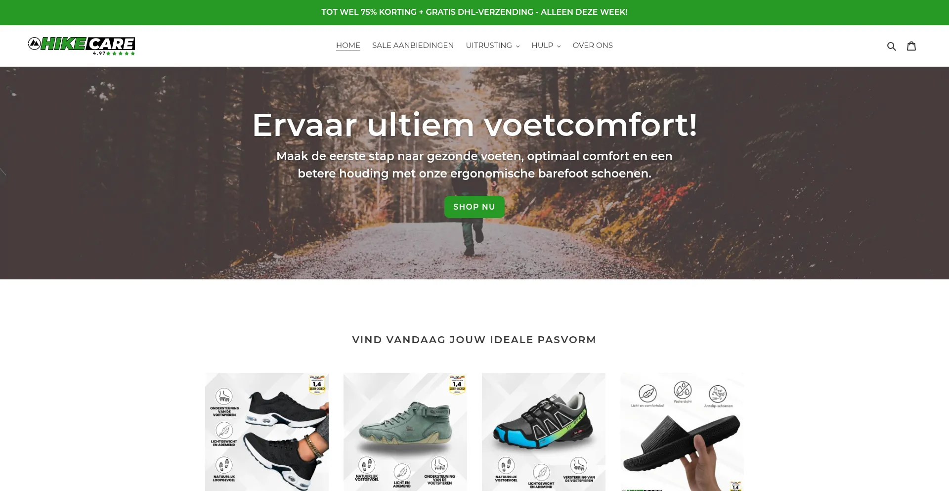 Website screenshot of Hike-care.nl