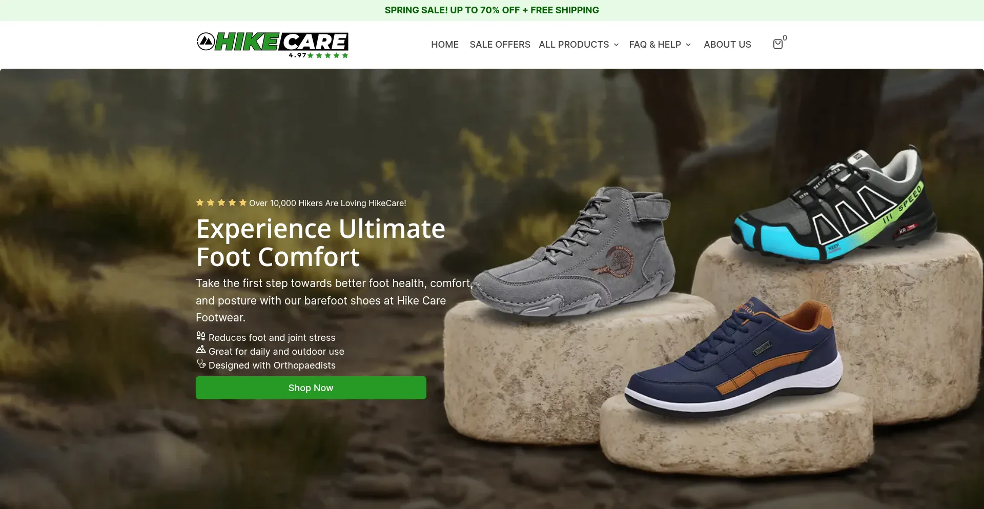 Website screenshot of Hikecare.co.uk