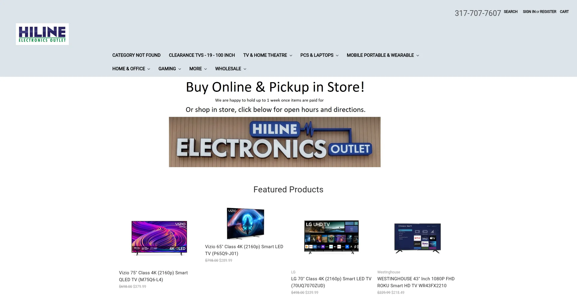 Website screenshot of Hilineelectronics.com