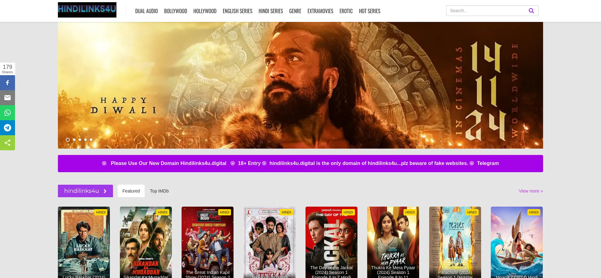 Website screenshot of Hindilinks4u.digital