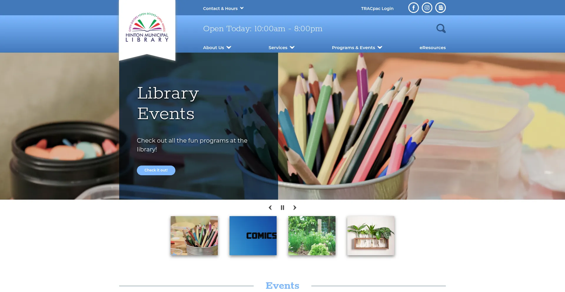 Website screenshot of Hintonlibrary.org