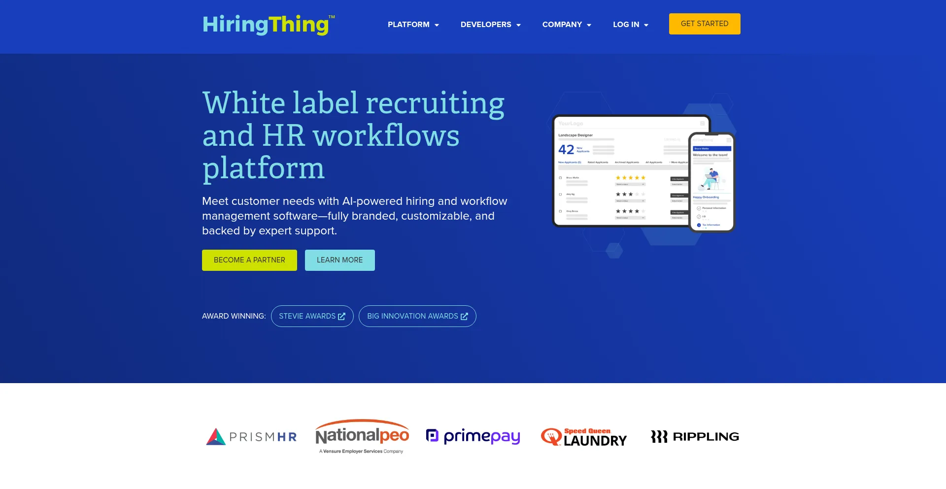Website screenshot of Hiringthing.com