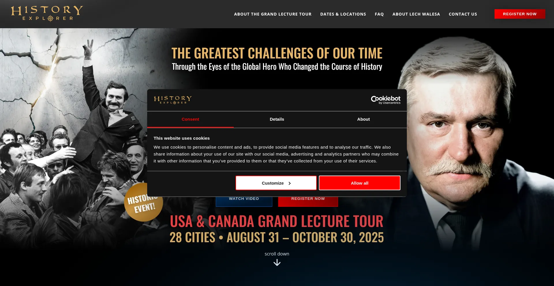 Website screenshot of Historyexplorer.com