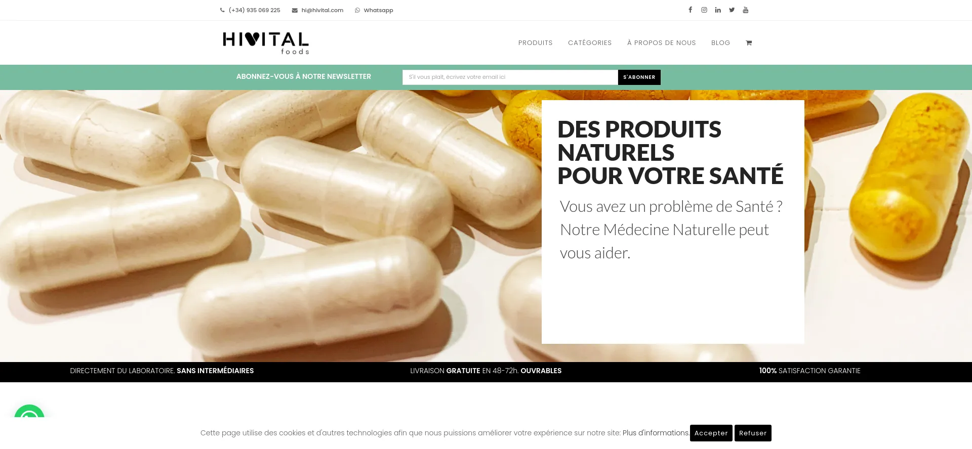Website screenshot of Hivital.fr