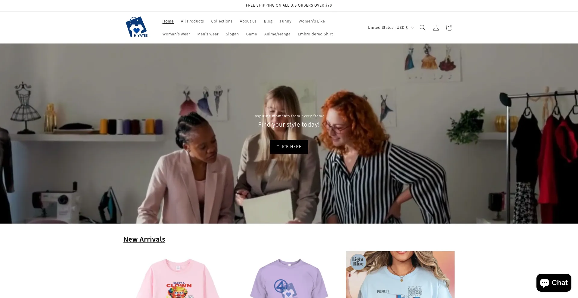 Website screenshot of Hiyatee.com