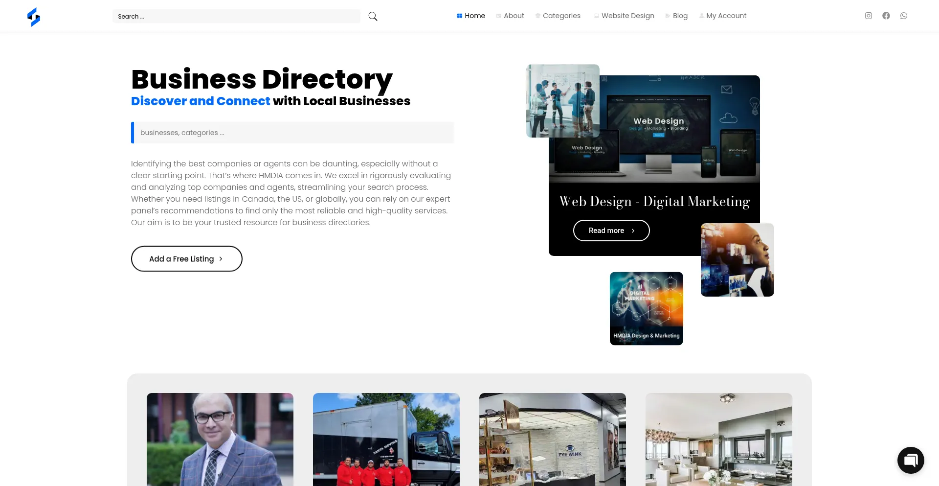Website screenshot of Hmdia.com