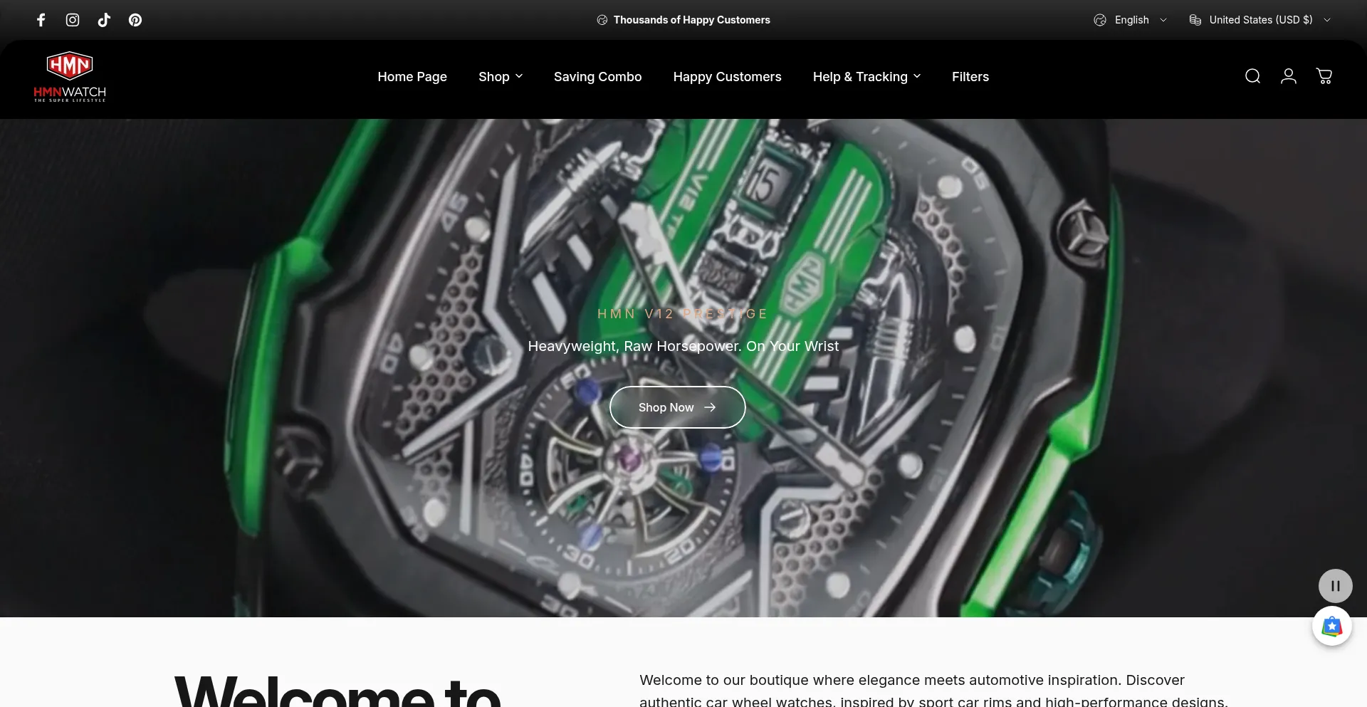 Website screenshot of Hmnwatch.com