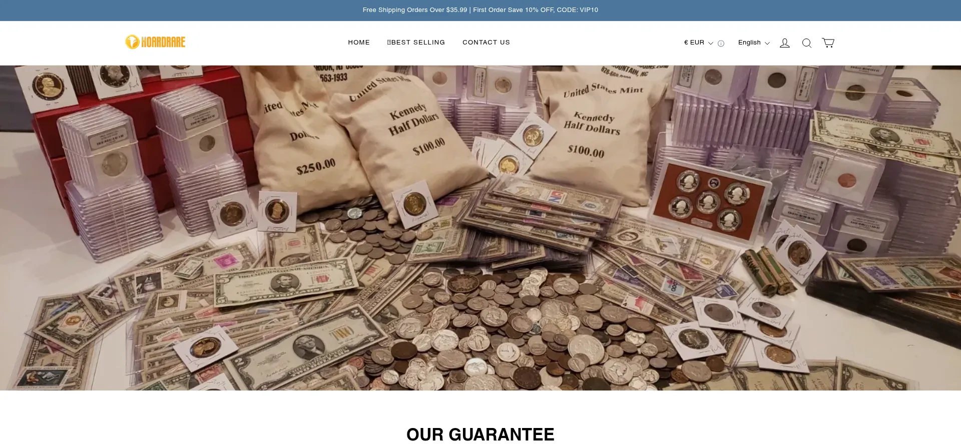 Website screenshot of Hoardrare.com