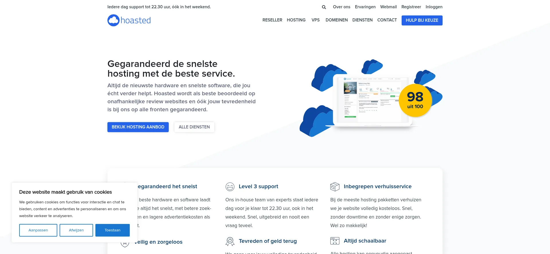 Website screenshot of Hoasted.nl