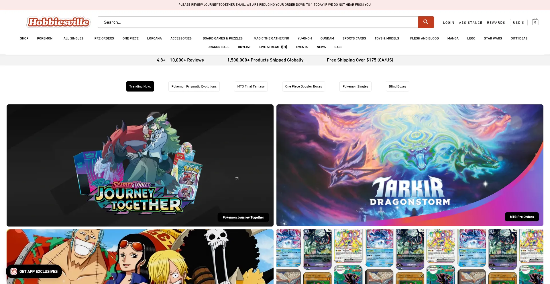 Website screenshot of Hobbiesville.com