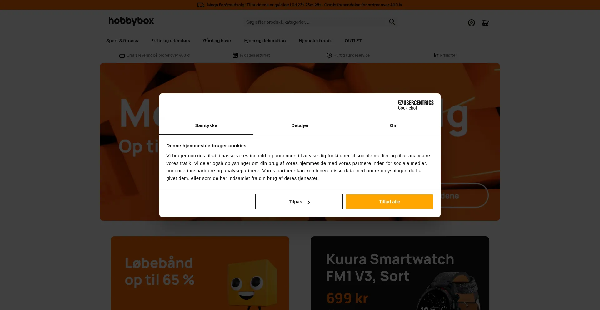 Website screenshot of Hobbybox.dk