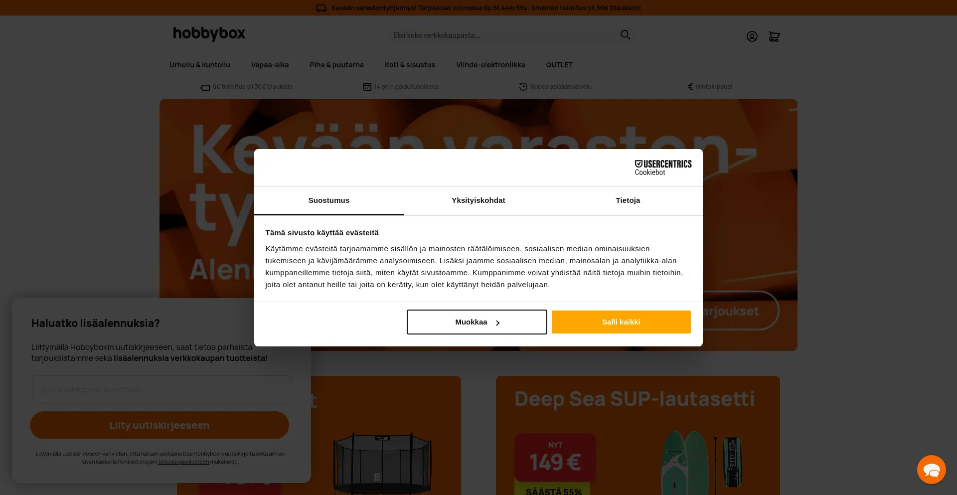 Website screenshot of Hobbybox.fi