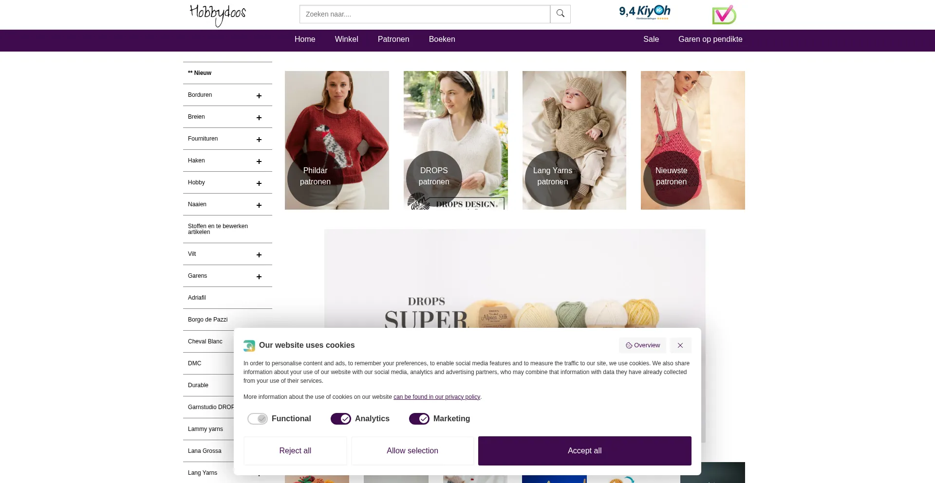 Website screenshot of Hobbydoos.nl