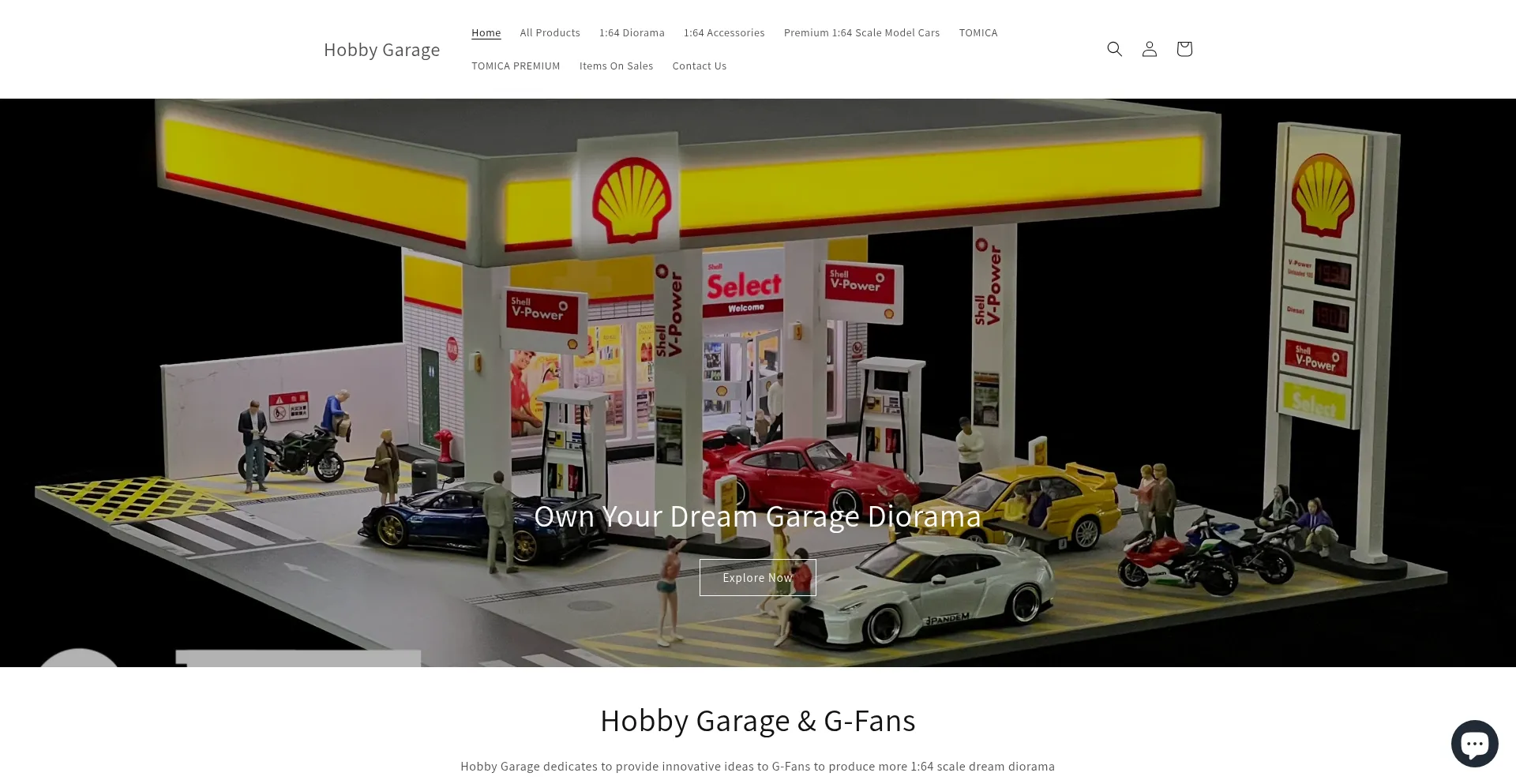 Website screenshot of Hobbygarage.com.au