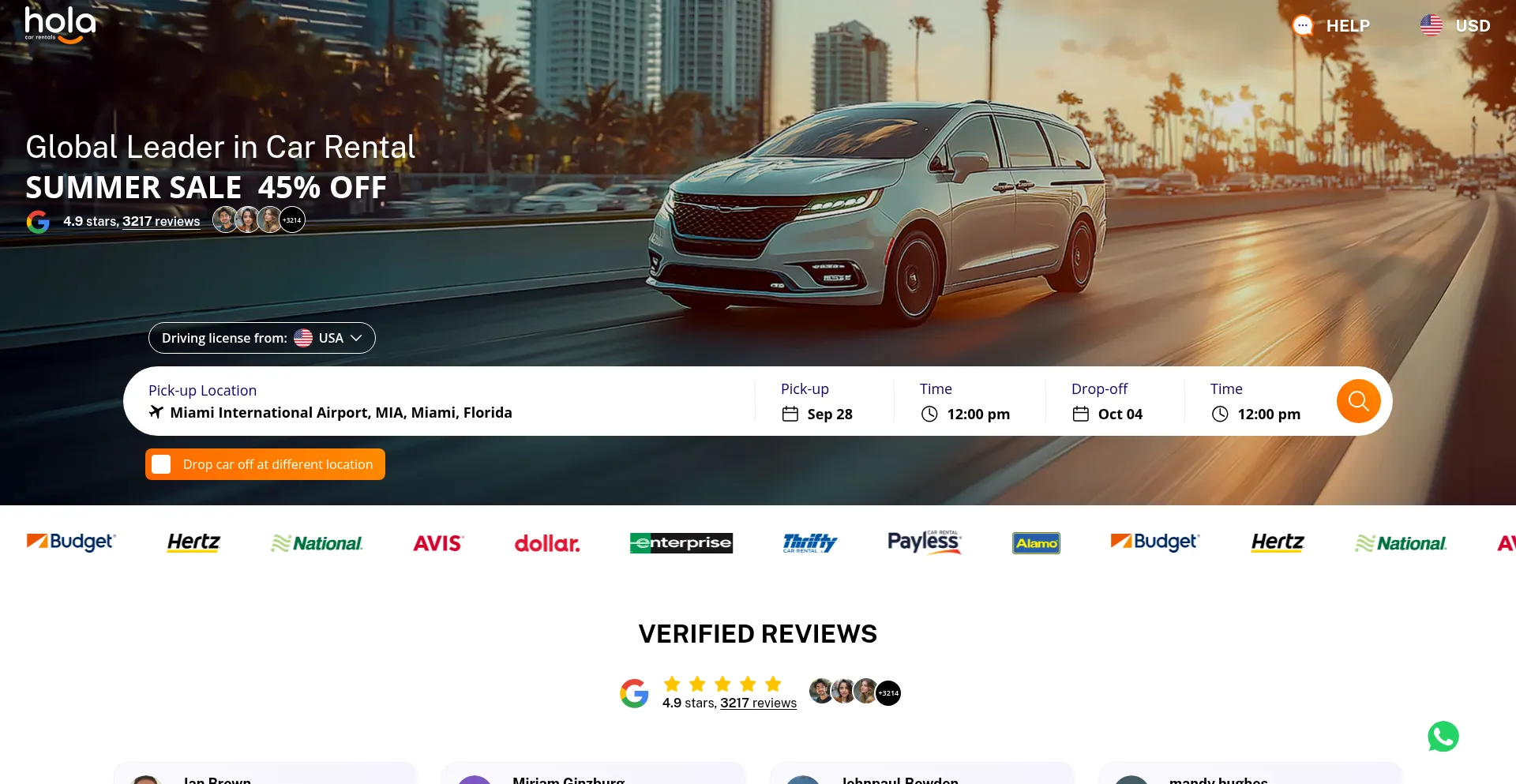 Holacarrentals.com Screenshot
