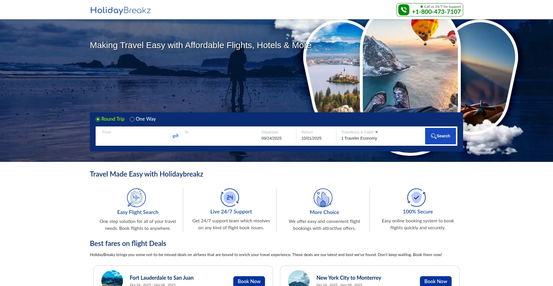 Holidaybreakz.com Screenshot