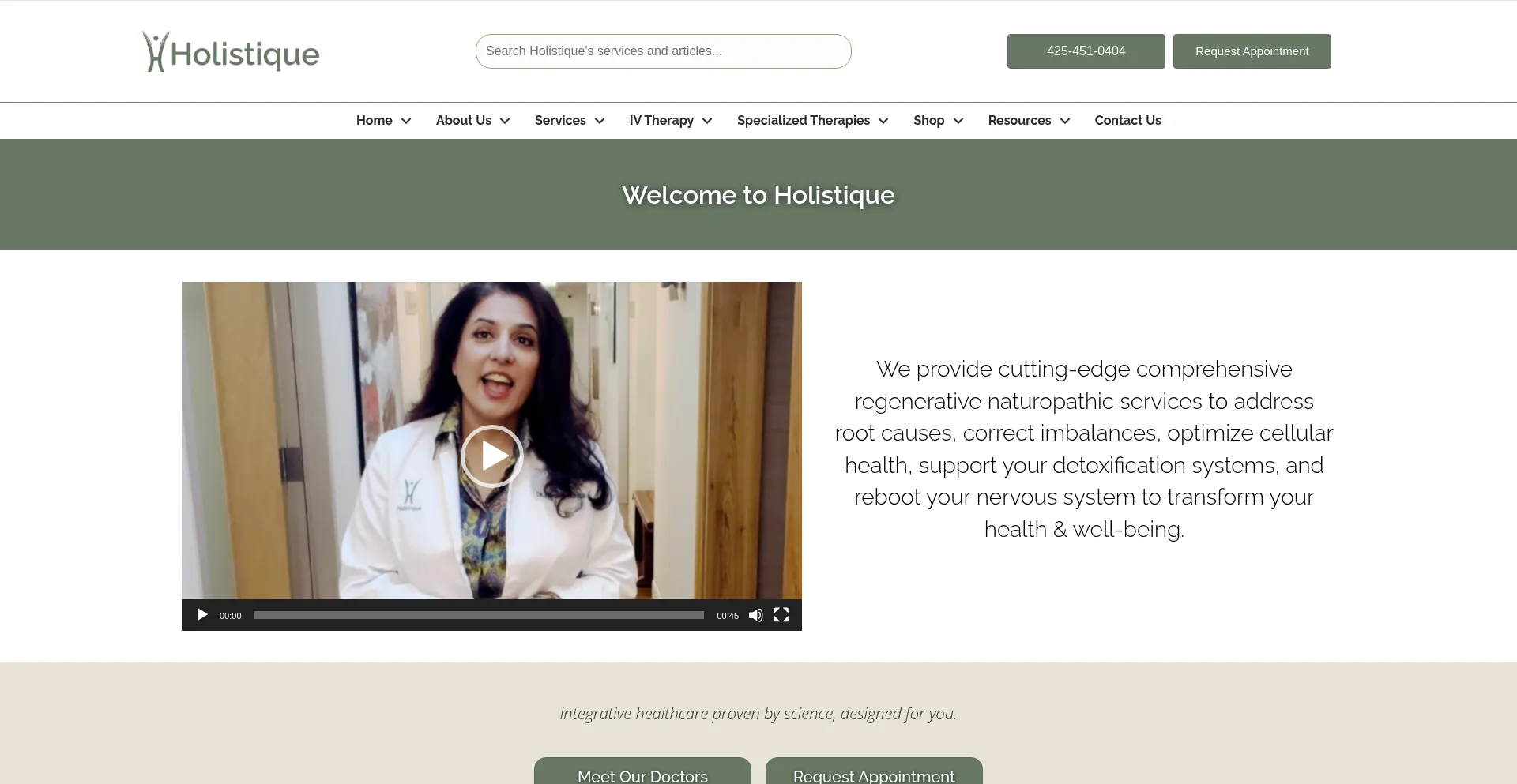 Website screenshot of Holistique.com